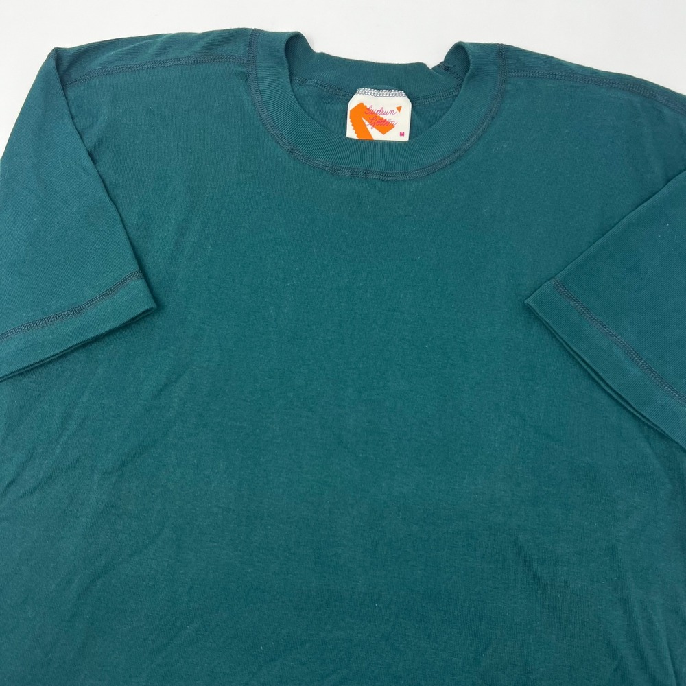 Gudrun Sjoden Teal Rib Knit Cotton T-Shirt Made in Sweden Womens Medium